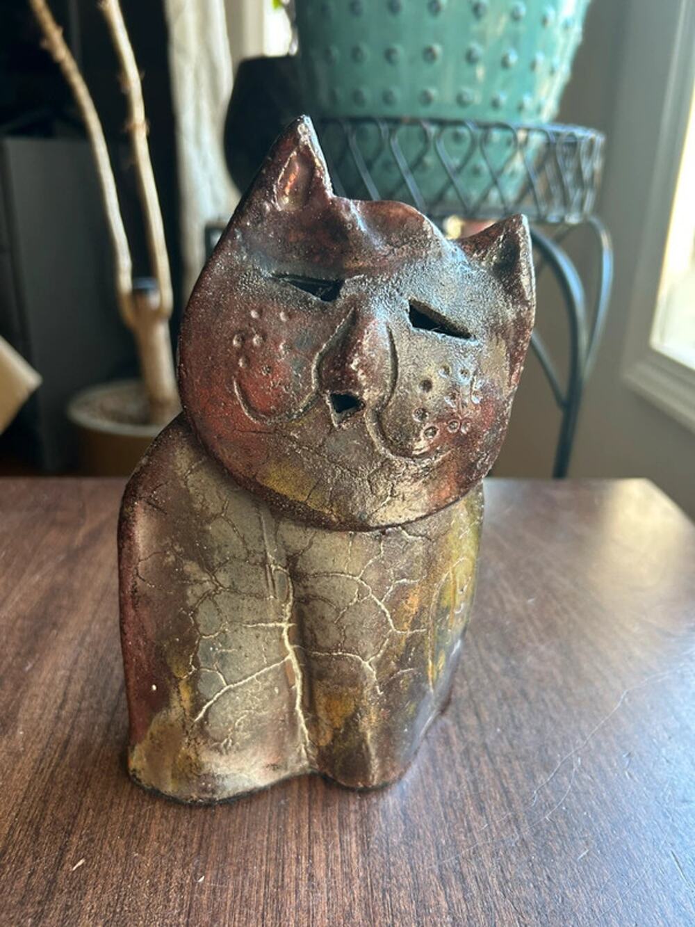 vintage studio pottery cat sculpture Mary Gates Dewey style